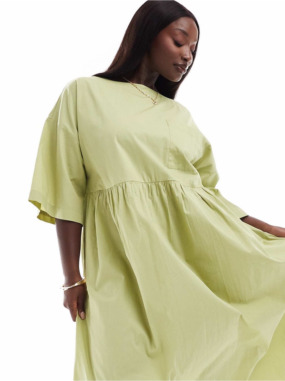 ASOS Design Poplin Midi T-shirt Smock dress